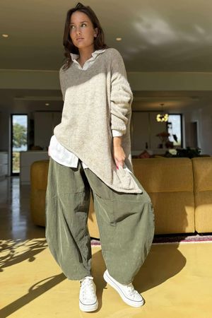 Made in Italy Big Softie Super Slant Knit Top Oatmeal Marl 